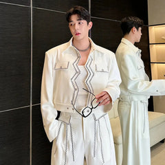 Men's 2 Piece Cropped Jacket + Pants Suit Set