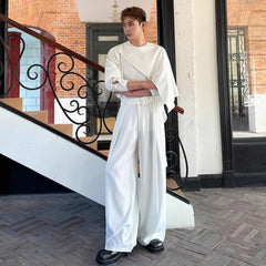 Men's Drape Top & Wide-Leg Trousers Set