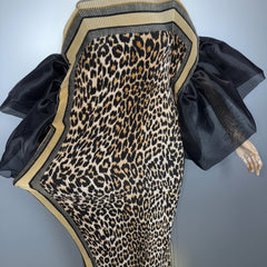 Leopard Plissé Organza Dress