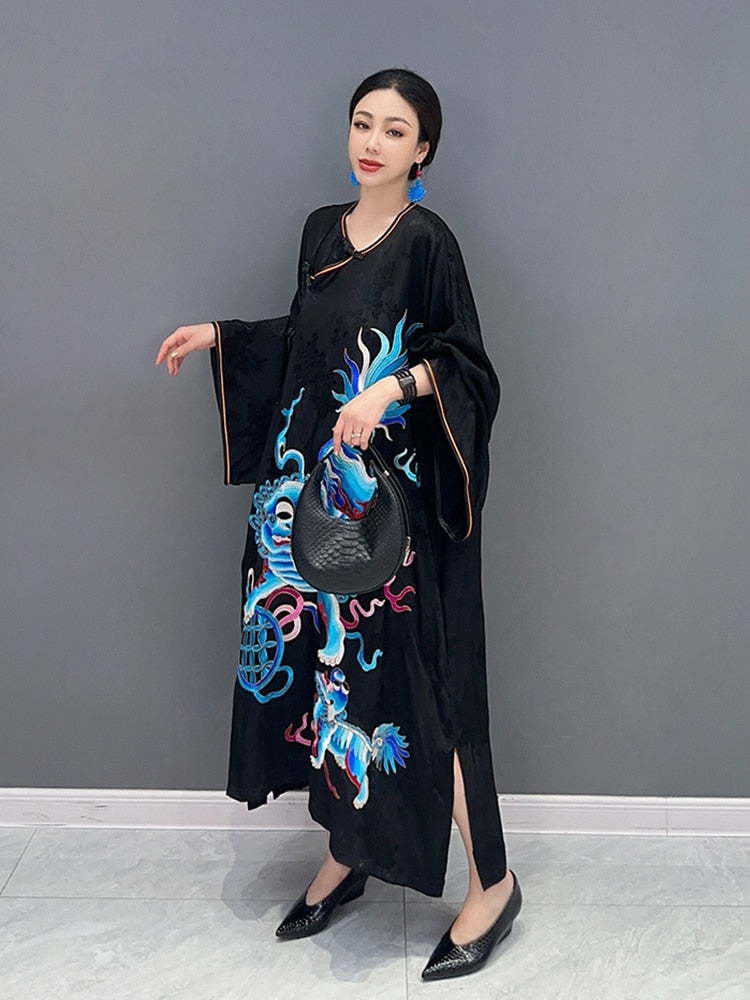 Stylish Casual Oversized Batwing Sleeve Dress