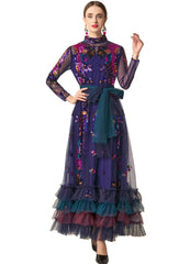 Luxury Sequined Sheer-Sleeve Dress