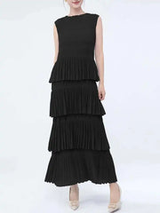 Elegant Plissé Sleeveless Dress