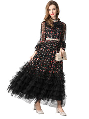 Luxury Tulle Embroidered Dress