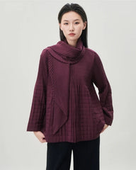Luxe Cotton Pleated Jacket & Scarf