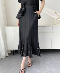 Pleated Peplum Top & Skirt Set
