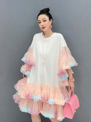 Handmade Fashionable Oversized Lace Shirt Dress