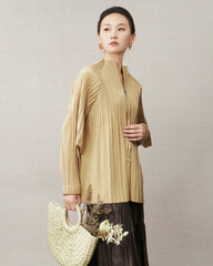 Premium Pleated Zip-Up Top