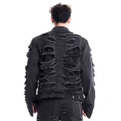 Men's 2 Piece Stacked Ultra Destroyed Jacket & Jeans Set