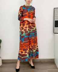 Abstract Pleated Trapeze Dress