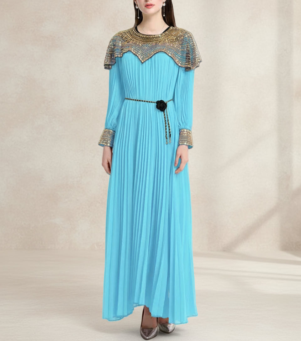 Luxury Plissé Embellished Dress