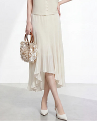 Asymmetric Ruffled Plisse Skirt