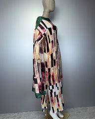 Geometric Pleated Kaftan Dress