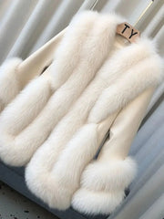 Fox Fur Leather Coat Women's