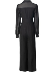 Women's Luxe Puff Mesh Long Sleeve Jumpsuit