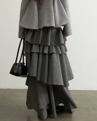 Luxury Asymmetric Stripe Skirt