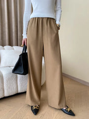 Luxury Elastic Waist Trousers Wide Leg Elegance