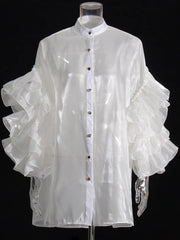 HEYFANCYSTYLE Luxurious Ruffle Sheer Blouse