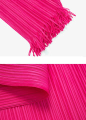 Plissé Asymmetric Fringe Top