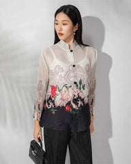 Luxury Pleated Sheer Blouse