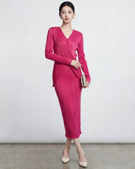 Elegant Pleated Top & Skirt Set