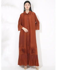 Plissé Flared Sleeve Maxi Dress