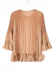 Luxury Plissé Ruffle Blouse