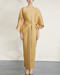 Luxury Pleated Shawl Dress