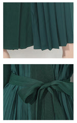 Luxury Pleats Wrap Dress with Sleeves