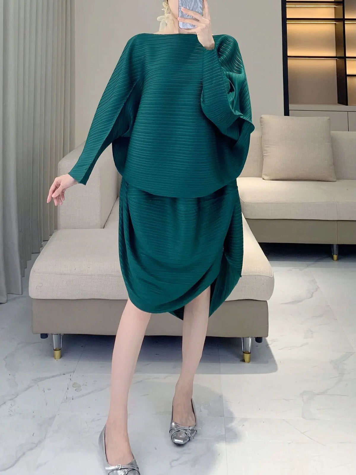 Modest Luxury Plissé Japanese Skirt Set