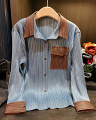 Luxury Denim Pleated Set