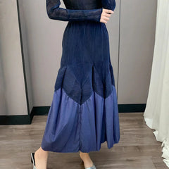Elegant Pleated Two-Tone Skirt