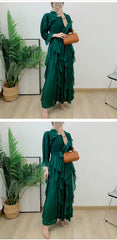 Luxury Pleated Ruffle Midi Dress