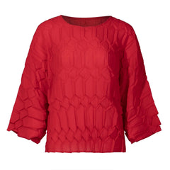 Pleated Geometric Plissé Top