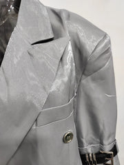 Women's Pearly Metallic Silver Oversized Blazer