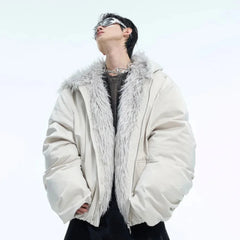 Men's Waterproof Faux Fur Hooded Jacket