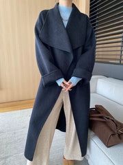 Luxury Wool-Blend Open Coat