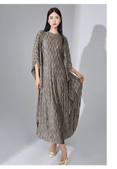 Truly Pleated Batwing Sleeve Couture Dress