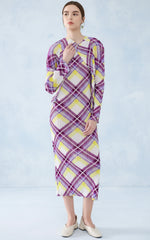 Elegant Plissé Dress & Cardigan