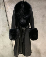 Sheepskin Leather & Fox Fur Trench Coat