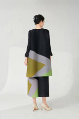 Modern Pleat Geometric Trouser Set