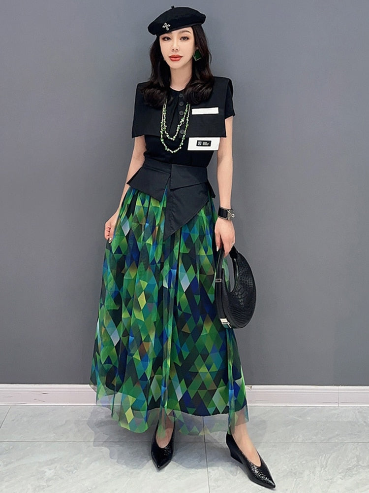 Luxe Lola Green Mesh Skirt