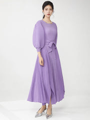 Elegant Stretch-Fit Pleated Dress