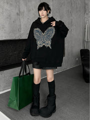 Luxury Butterfly Appliqué Hoodie