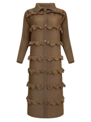 Tiered Ruffled Plissé Coat Dress