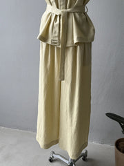 Linen Blend Top & Wide Leg Trousers Set