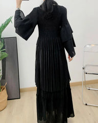 Luxury Pleated Flare Sleeve Dress