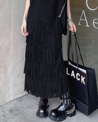 Luxury Fringe Midi Skirt