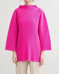 Elegant Mock-Neck Pleated Top