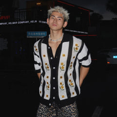 Men's Luxury Crochet Open-Knit Shirt