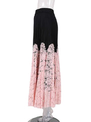 Luxury Pleated Lace Trim Skirt